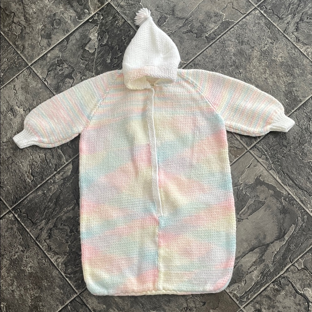 HANDMADE Multicolour Knit Baby Sleep-Sack Cottagecore Bedtime Naptime Warm